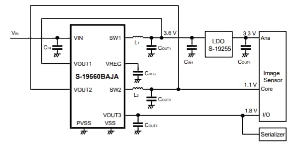 Application Circuit Diagram - ABLIC S-19560B Power Management IC (PMIC)